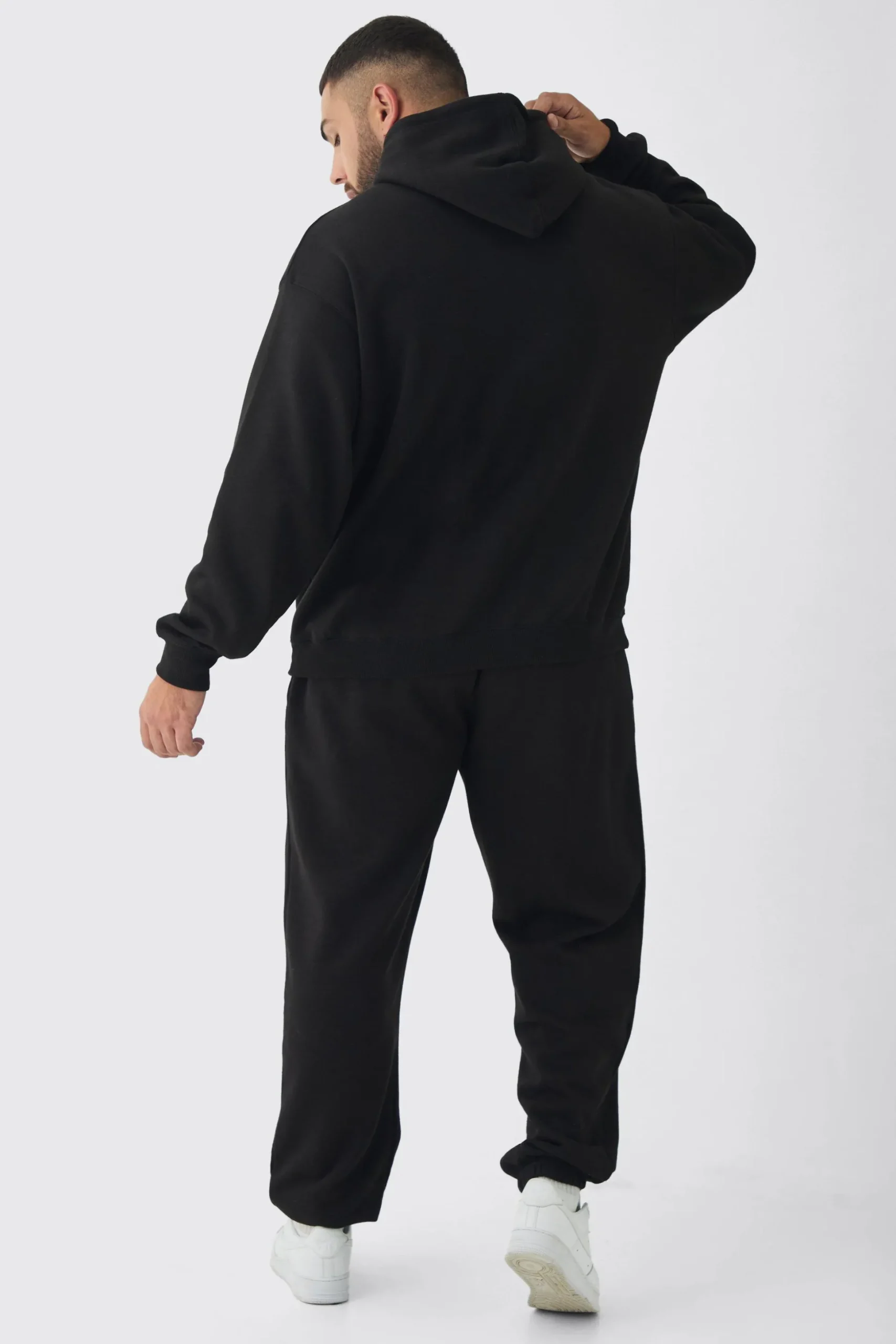 Plus Gothic Cross Embroidered Hooded Tracksuit | BoohooMAN UK