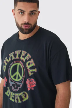 Plus Grateful Dead License Print T-shirt | BoohooMAN UK