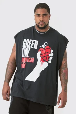Plus Green Day License Print Tank | BoohooMAN UK