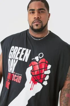 Plus Green Day License Print Tank | BoohooMAN UK