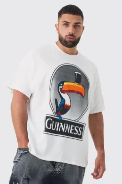 Plus Guinness Printed Licensed T-shirt In White | BoohooMAN UK