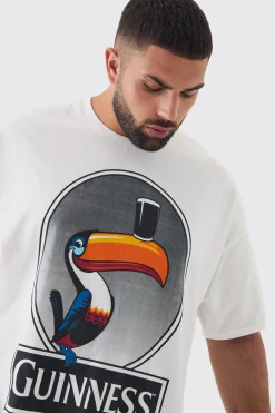 Plus Guinness Printed Licensed T-shirt In White | BoohooMAN UK