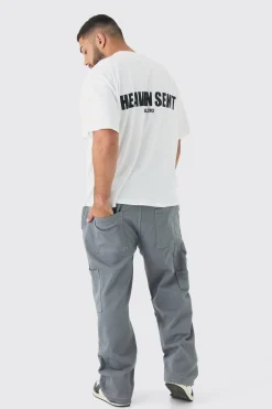 Plus Heaven Sent Print Oversized T-shirt In White | BoohooMAN UK