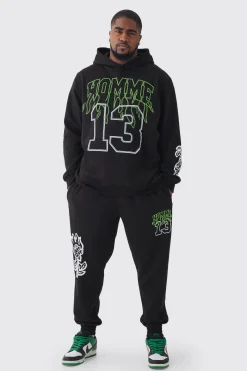 Plus Homme 13 Varsity Tracksuit | BoohooMAN UK