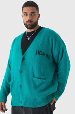 Plus Homme Fluffy Knit Cardigan | BoohooMAN UK