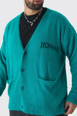 Plus Homme Fluffy Knit Cardigan | BoohooMAN UK