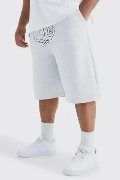 Plus Homme Graffiti Drop Crotch Jorts | BoohooMAN UK