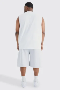 Plus Homme Graffiti Drop Crotch Jorts | BoohooMAN UK