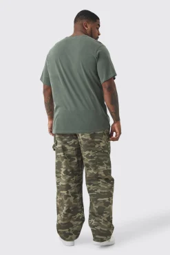 Plus Homme Graffiti T-shirt In Khaki | BoohooMAN UK