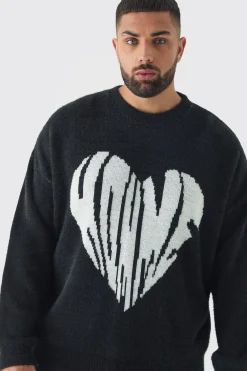 Plus Homme Oversized Fluffy Knitted Jumper | BoohooMAN UK