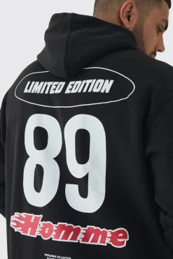 Plus Homme Racing Oversized Hoodie | BoohooMAN UK