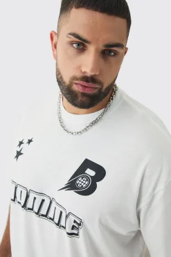 Plus Homme Star Print Graphic T-Shirt | BoohooMAN UK