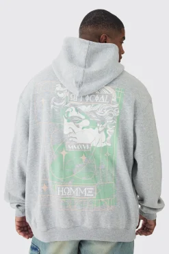 Plus Homme Statue Back Printed Hoodie | BoohooMAN UK