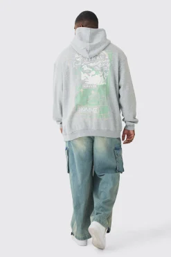 Plus Homme Statue Back Printed Hoodie | BoohooMAN UK