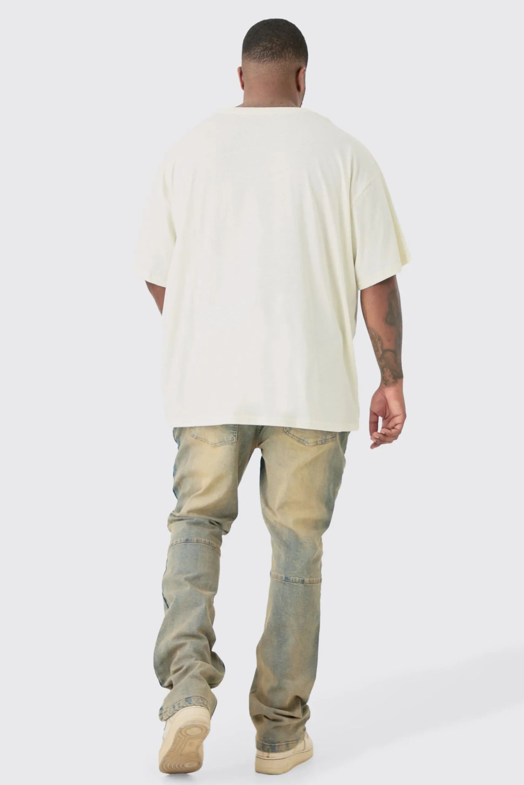 Plus Homme Turbo T-shirt In Ecru | BoohooMAN UK