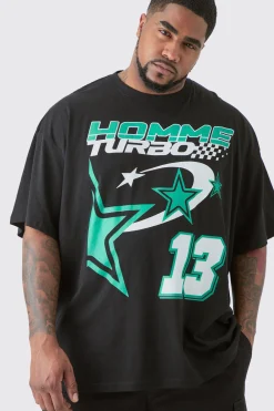 Plus Homme Turbo T-shirt In Black | BoohooMAN UK