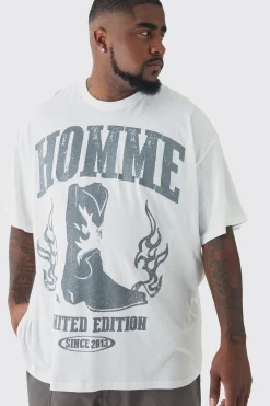 Plus Homme Western Oversized T-Shirt | BoohooMAN UK