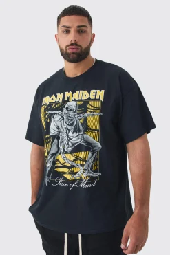 Plus Iron Maiden License Print T-shirt | BoohooMAN UK
