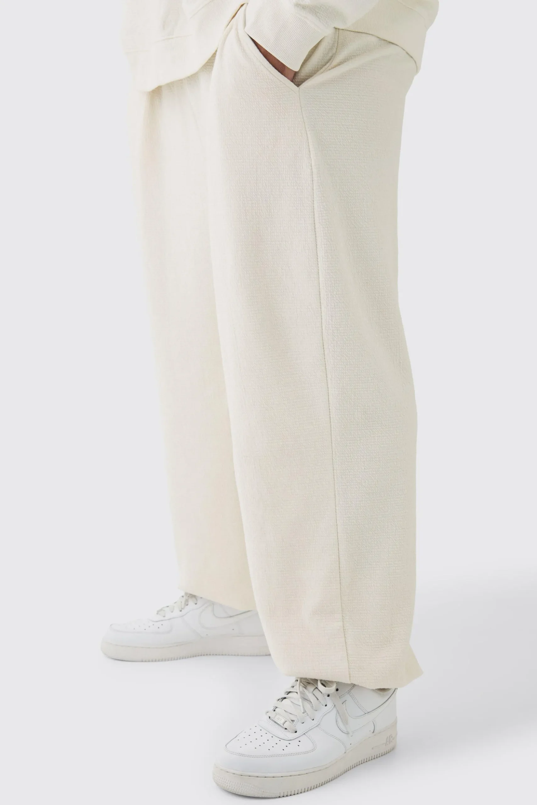 Plus Jacquard Knit Drawcord Joggers | BoohooMAN UK