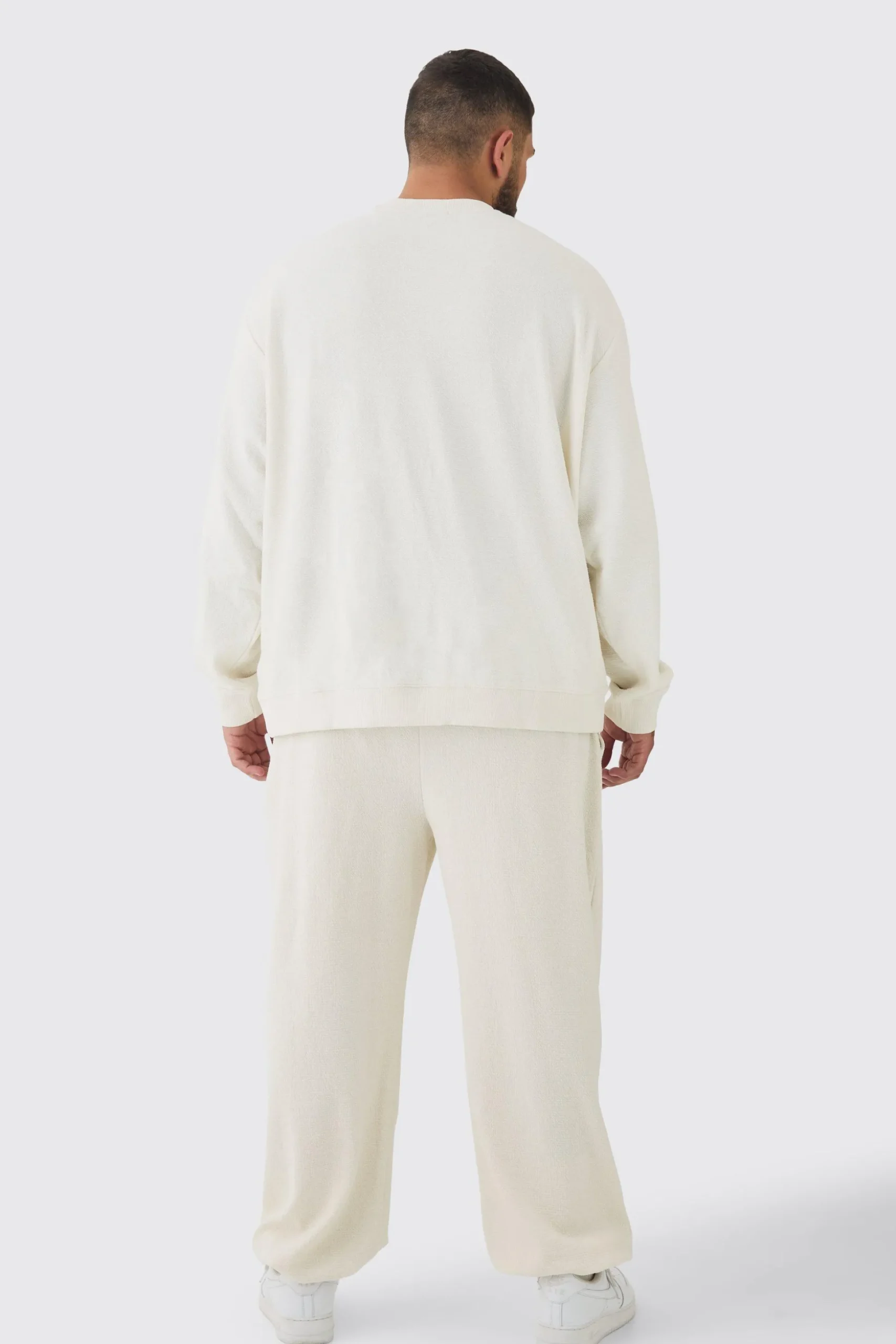 Plus Jacquard Knit Drawcord Joggers | BoohooMAN UK