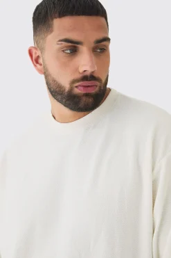 Plus Jacquard Knit Sweat | BoohooMAN UK
