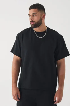 Plus Jacquard T-shirt | BoohooMAN UK