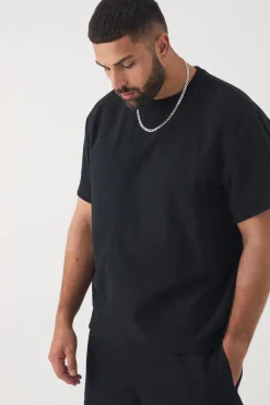 Plus Jacquard T-shirt | BoohooMAN UK