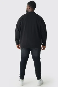 Plus Jersey Bomber Jacket | BoohooMAN UK