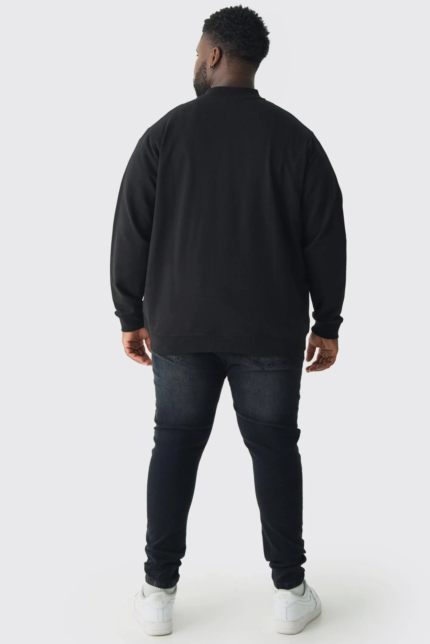 Plus Jersey Bomber Jacket | BoohooMAN UK