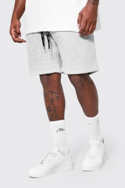 Plus Jersey Shorts With Man Drawcords | BoohooMAN UK