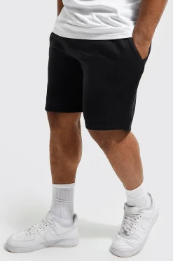 Plus Jersey Shorts With Man Drawcords | BoohooMAN UK