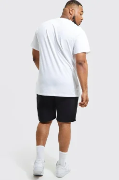 Plus Jersey Shorts With Man Drawcords | BoohooMAN UK