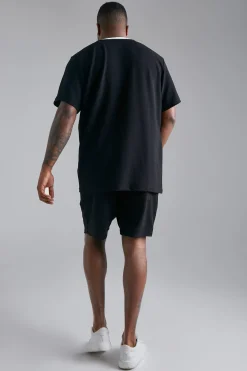 Plus Jersey Textured Slim T-shirt | BoohooMAN UK