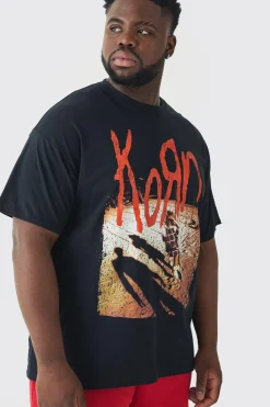 Plus Korn License Print T-shirt | BoohooMAN UK
