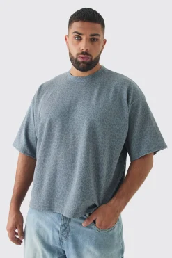 Plus Leopard Compact Rib Boxy Oversized T-Shirt | BoohooMAN UK