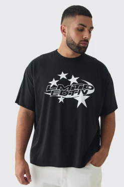 Plus Limited Edition Star Print Graphic T-Shirt | BoohooMAN UK