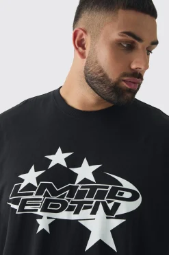 Plus Limited Edition Star Print Graphic T-Shirt | BoohooMAN UK