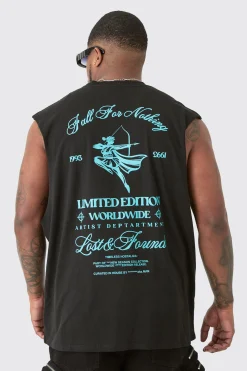 Plus Limited Edition Worldwide Back Print Tank In Black | BoohooMAN UK