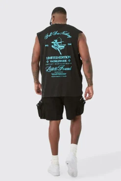 Plus Limited Edition Worldwide Back Print Tank In Black | BoohooMAN UK