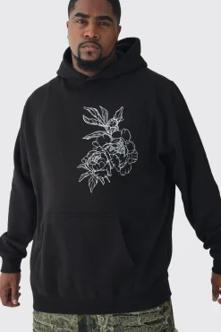 Plus Line Drawing Regular Fit Hoodie | BoohooMAN UK