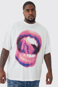 Plus Lips Graphic Oversized T-Shirt | BoohooMAN UK