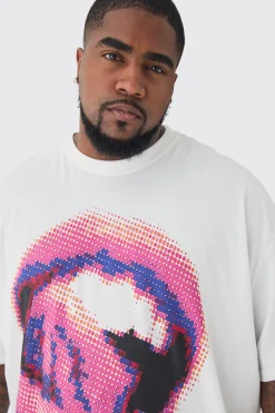 Plus Lips Graphic Oversized T-Shirt | BoohooMAN UK