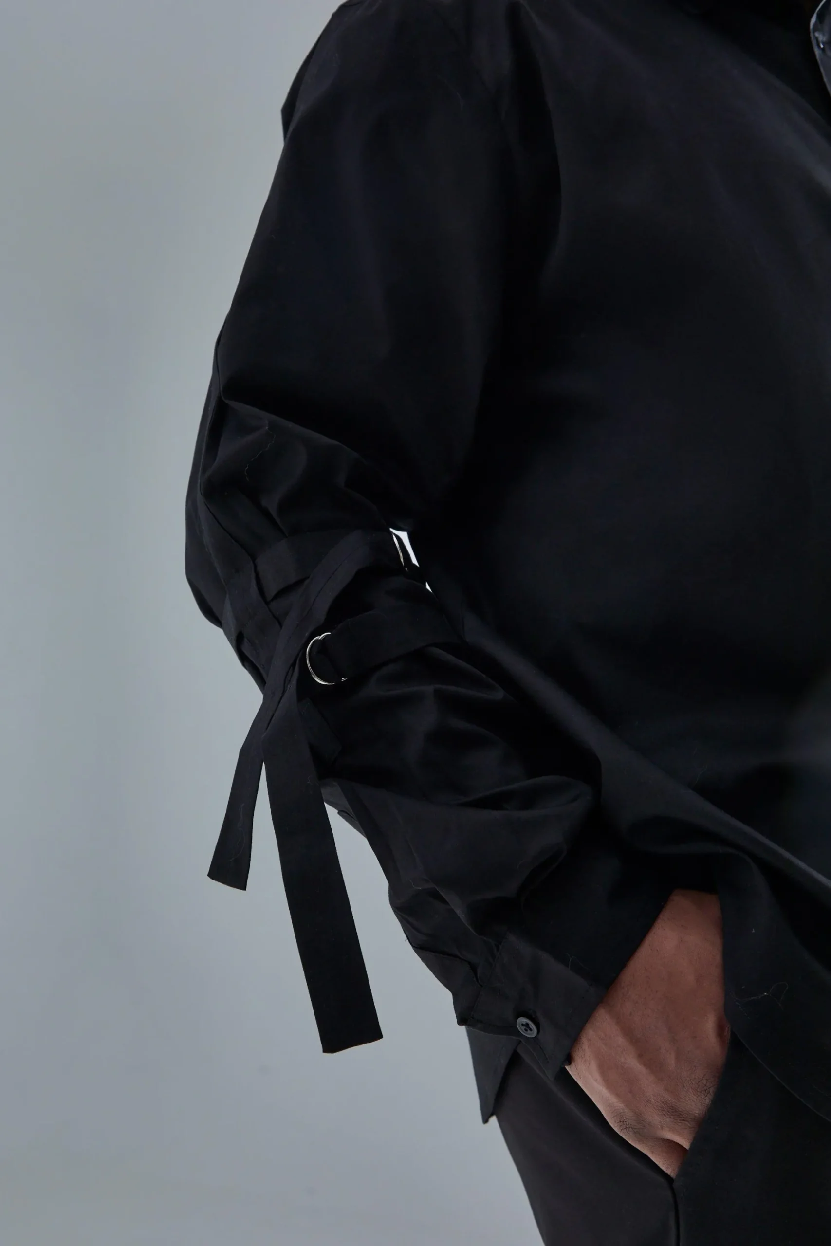 Plus Longsleeve Cinch Strap Shirt | BoohooMAN UK