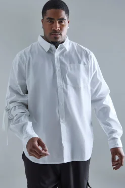 Plus Longsleeve Cinch Strap Shirt | BoohooMAN UK