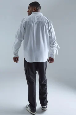 Plus Longsleeve Cinch Strap Shirt | BoohooMAN UK