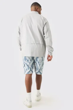 Plus Longsleeve Poplin Utility Layered Shirt | BoohooMAN UK