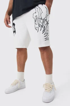 Plus Loose Fit Embroidery Shorts | BoohooMAN UK