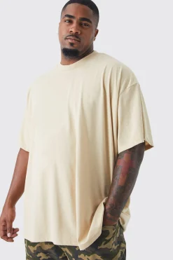 Plus Loose Fit Extended Neck Basic T-shirt | BoohooMAN UK