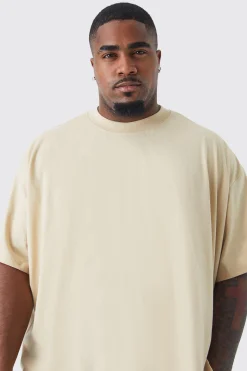 Plus Loose Fit Extended Neck Basic T-shirt | BoohooMAN UK