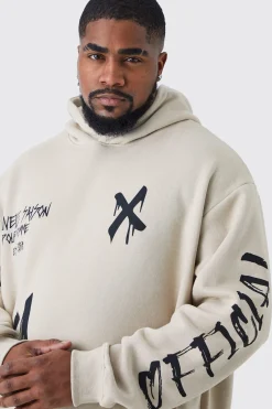 Plus Loose Fit Graffiti Hoodie | BoohooMAN UK